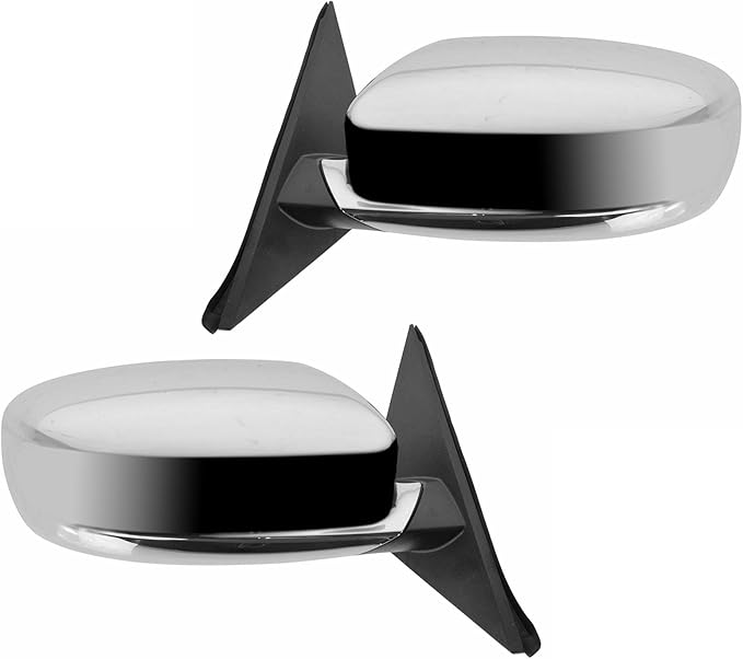 TRQ 2 Piece Driver and Passenger Side Mirror Assembly Set Electric Adjustment Heated No Memory Chrome Compatible with 2011-20