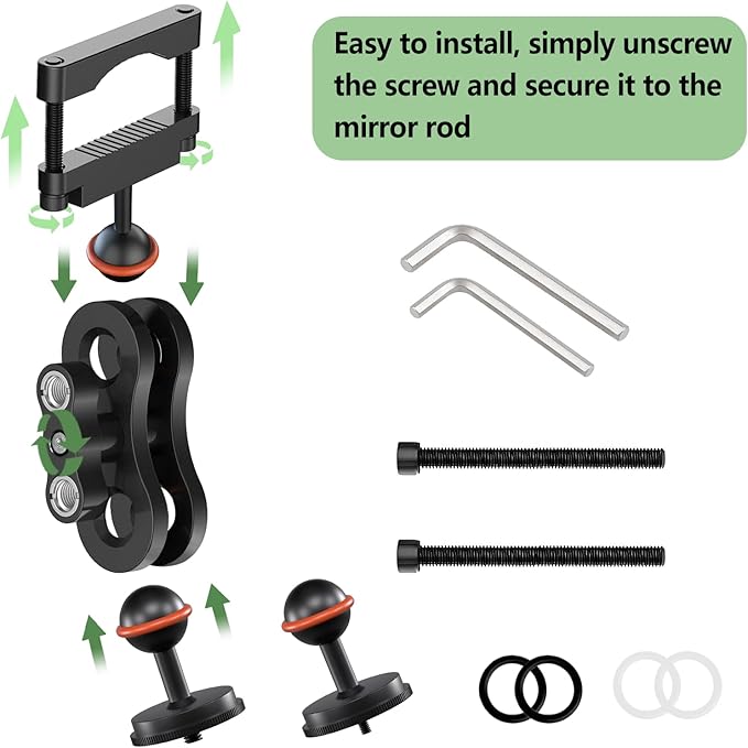 Dash Cam Mount, 1/4 "1/8" Threaded Camera Bracket, Aluminum Rearview Mirror Driving Recorder Mounting Base, Suitable for OldShark Apexcam Chortau ORSKEY Jeemak Ricoh GoPro NIUTA Dash Cam