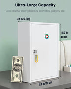 Uniclife Wall Mount Medicine Cabinet with Key Lock, Locking First Aid Cabinet, Lockable Medical Cabinet, Large Capacity Medic