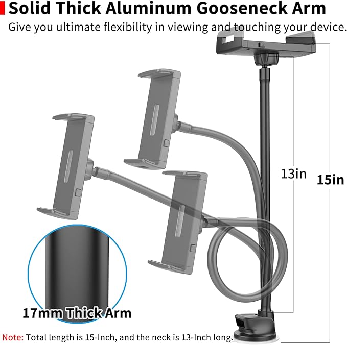 APPS2Car Tablet Car Mount for iPad Truck Holder Long Arm Extension Strong Suction Cup Windshield Mount for 7-11 Inch Tablet iPad Pro Air Mini iPhone