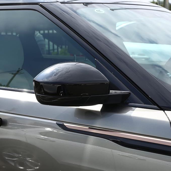 ABS Rearview Mirror Cover Side Mirror Protector Exterior Decoration for Land Rover Evoque 2016-2019,For Land Rover Discovery Sport 2015-2019,For Jaguar F-Pace X761 (Bright black)