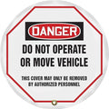 AccuformNMC Steering Wheel Cover for Lockout Tagout, OSHA-Style Legend Danger DO NOT Operate OR Move Vehicle..., Reinforced Vinyl, 24" Diameter, KDD832