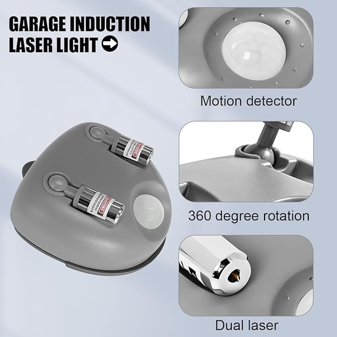 Car Parking Guide Assist Laser Sensor, 360 Degree Adjustable Dual Laser Assist Stop Light Distance Vehicle Parking Aid, Motion Activated Auto Stop Indicator Assistance, Universal Fit