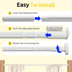 Tension Curtain Rod 41-173In-22Lb Outdoor Extra Long Curtain Rod No Drilling for Window or Bathroom Patio, Adjustable Heavy D
