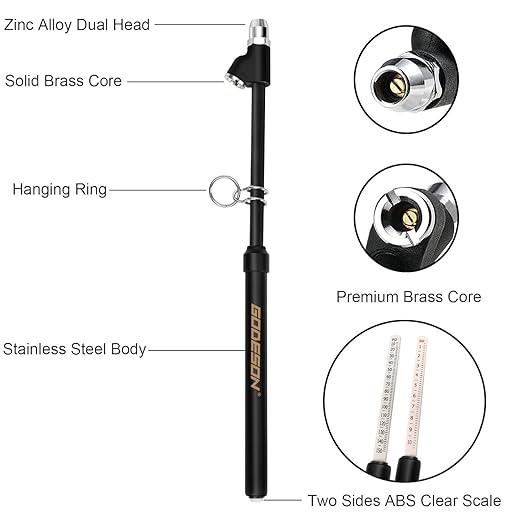GODESON Tire Pressure Gauge Heavy Duty, Straight-On Dual Head Air Pressure Gauge Range to 150PSI, Semi Truck Tire Air Gauge Suitable for Truck, RV, Bus