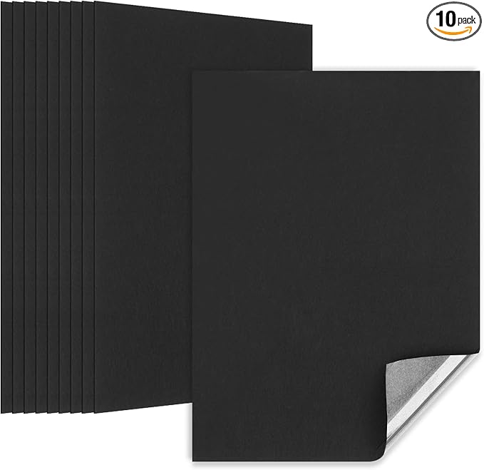 WILLBOND 10 Pcs Self-Adhesive Disposable Car Floor Mats, 15.7"x19.6" Black Felt with Adhesive Backing, 1mm Thick, Universal M