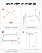 SOLEDI Laundry Hamper with Lid 90L Large & Tall Collapsible Laundry Basket, Clothes Hamper with Bag Removable Easy to Carry, 