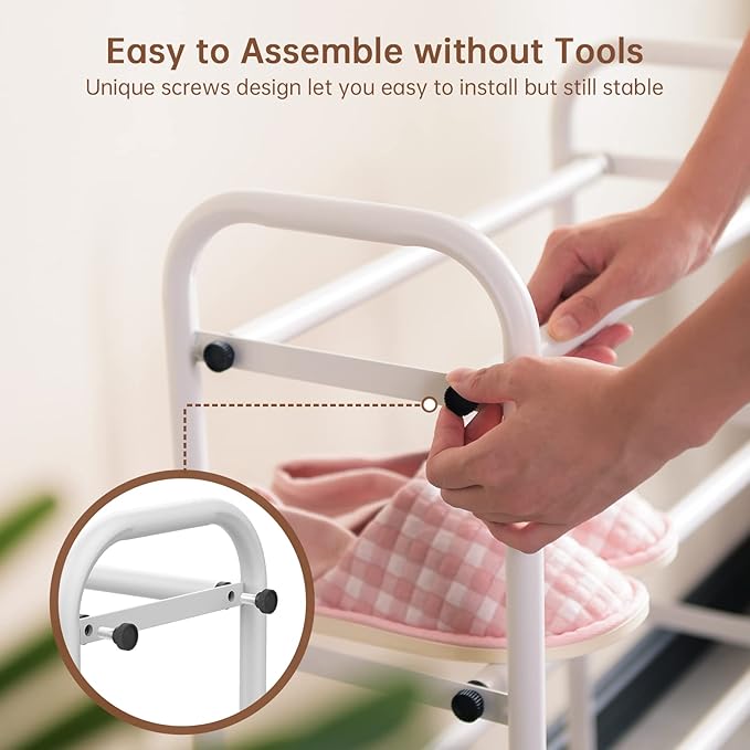 Gonfoam 3-Tier Expandable Shoe Rack,Adjustable Shoe Shelf Storage Organizer Heavy Duty Metal Free Standing Shoe Rack for Entr