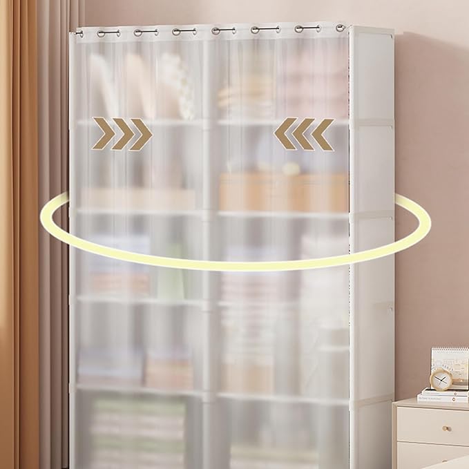 Portable Closet Wardrobe for Small Room, Clothes Storage Rack, Clothes Organizer Cabinet, Dust-Proof Garment Shelf for Home B