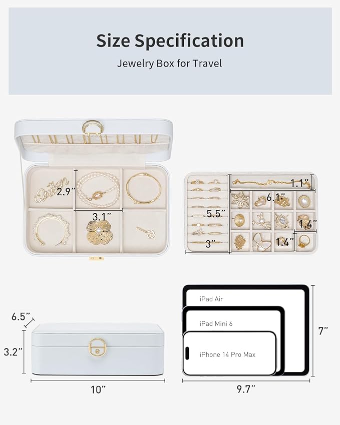 Vlando Jewelry Box Organizer for Women Girl,Lockable Jewelry Case Boxes with 2 Layers,Earrings Necklace,Rings Storage,Gift Bo