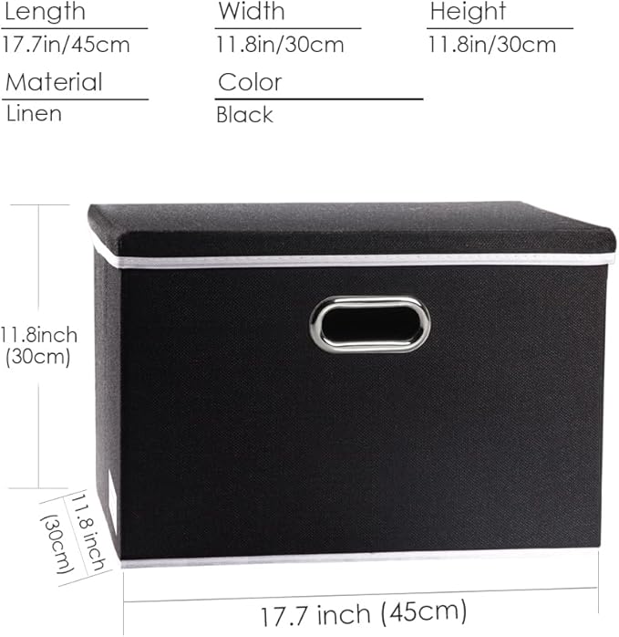PRANDOM Large Foldable Storage Boxes with Lids [3-Pack] Fabric Collapsible Storage Bins Organizer Containers Baskets Cube wit