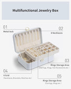 Vlando Jewelry Box Organizer for Women Girl,Lockable Jewelry Case Boxes with 2 Layers,Earrings Necklace,Rings Storage,Gift Bo