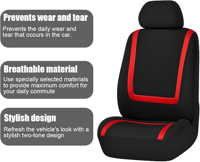 BELOMI Car Seat Covers Only, Breathable Premium Cloth Auto Seat Cover, Universal Front and Rear Seat Covers, Automotive Inter