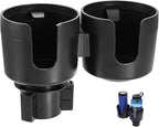 2-in-1 Multifunctional Car Cup Holder Expander, Large Auto Dual Cup Holder Expander Adapter with Adjustable Base, All Purpose Car Cup Holder for Bottles Cups Snack Organizer