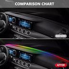 Car Interior Ambient Light Lighting Bar, Windshield Rubber Seal Gap Filler RGB LED Lights Strip Dashboard, Automotive Neon Accent Lights Accessories, Remote App Music Sync, 4.92ft/1.5m