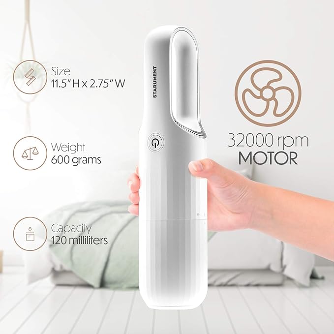STARUMENT Portable Hand Vacuum Cleaner Handheld Cordless Cleaner for Dust Pet Hair Dirt, Home, Car Interior, Lightweight, Eas