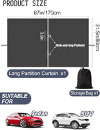 PAMASE Car Divider Curtain - Wide Car Privacy Blackout Shades with Storage Bag for Baby Nap, Removable Sedan SUV Van Sunshade Covers Screen for Car Camping Sleeping Accessories