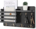 Nekon Mail Holder for Wall Mail Organizer with Key Hooks Hallway Farmhouse Decor Storage Racks with Floating Shelf and Flush 