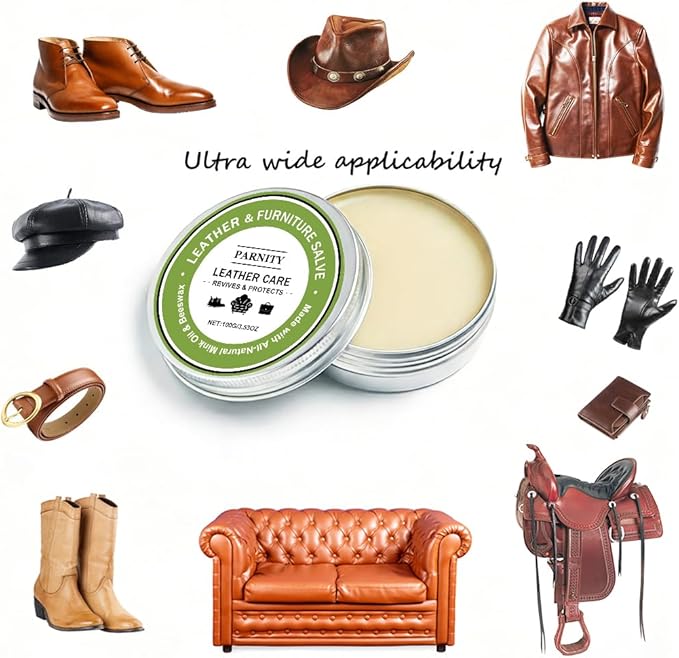 Leather & Furniture Repair Salve - Mink Oil Conditioner, Polisher, Moisturizer & Restorer | Prevents Cracking & Fading for Le