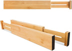 VaeFae Adjustable Bamboo Drawer Dividers, Expandable Drawer Organizer for Kitchen, Bedroom, Bathroom, Dresser and Office, 6-P
