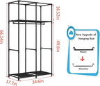 SORCEDAS Portable Wardrobe Closet Storage Organizer Metal Hanging Rack Non-Woven Fabric 34 Inch Grey