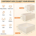 Premium Natural Linen Drawer Organizer Clothes, 21 Pack Dresser Organizer for Baby Clothes, Underwear, Socks, 3 Sizes Foldabl