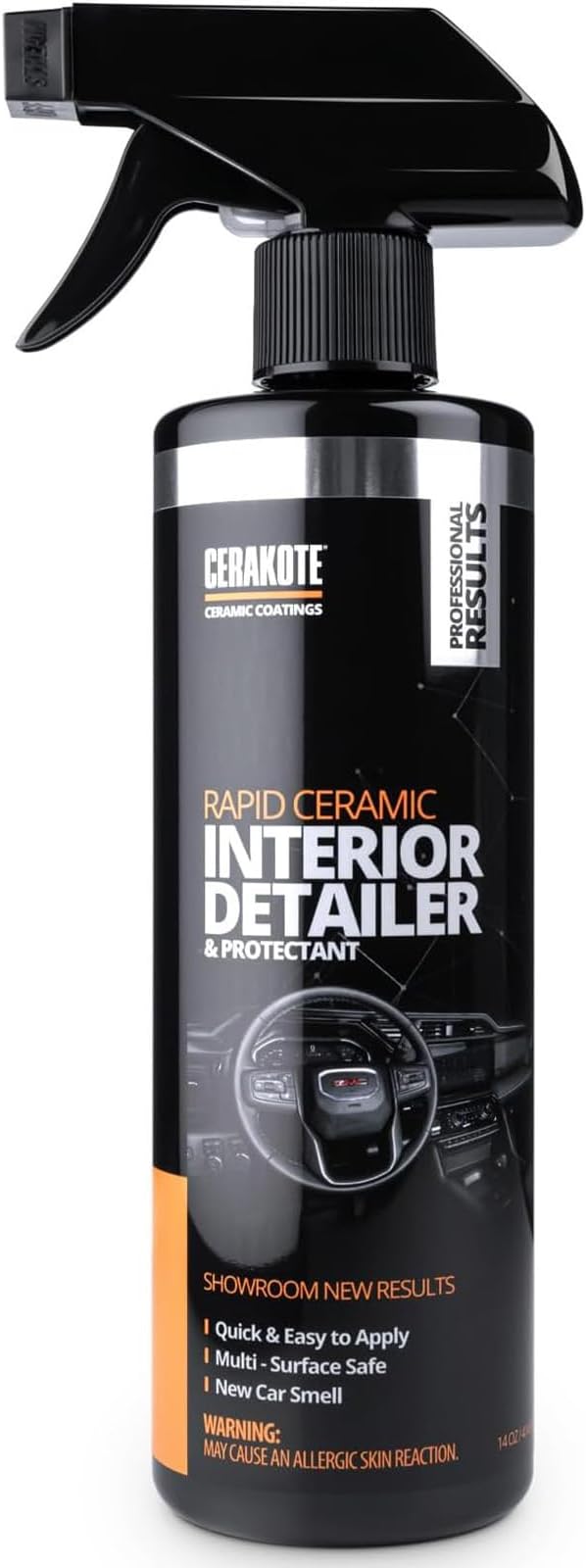 CERAKOTE Rapid Ceramic Interior Detailer and Protectant (14 fl oz.) – Quick and Easy – Multi-Surface Safe – Interior Car Clea