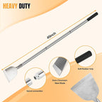 Floor Scraper Long Handle Stainless Steel, Multifunctional Cleaning Shovels with Flat Head, Moss Plaster Wall Putty Shingle Removal Tool, Ice Scraper, Snow Shovel for Driveway-Heavy Duty