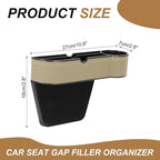 HARFINGTON Car Seat Gap Filler Organizer 10.6 x 7.1 x 2.8 Inch ABS+Leather Universal Car Organizer Storage Box Between Seat and Console (Right) with Cup Holders for Phone Keys, Beige