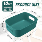 Zopeal Plastic Storage Bins 10 Pcs Green Pantry Organizer Bins Small Baskets Storage Containers for Home Kitchen (8 x 5.7 x 3