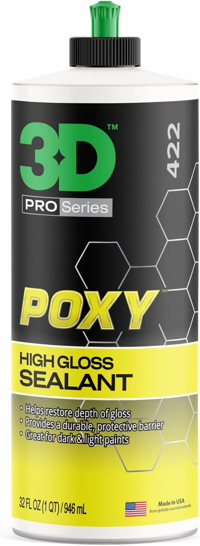 3D POXY Montan Wax Sealant – Long Lasting Hybrid Car Wax for High Gloss Finish & Paint Protection | Non-Staining Formula | Easy to Apply | Made in USA | 32 oz