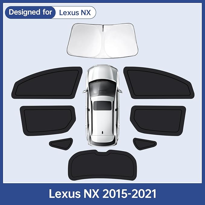 Car Window Shades for Lexus NX 2015-2021, Full Car Window Covers for Privacy, Sunshades for NX Front Rear Windshield Side Windows to Block UV and Protect Privacy(8pcs)