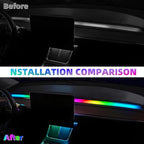 Interior Car LED Strip Lights for Tesla Model 3 Y 2021-2023, 16 Million Colors Ambient Lighting Kit with APP Control, Music Sync Color Change Neon Lights for Dashboard & Center Console