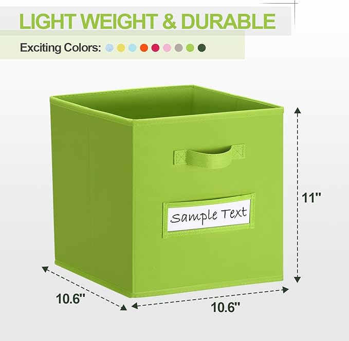 artsdi 11x11 storage cube bins (Set of 10) Foldable Fabric storage cubes with 10 Labels Window Cards & a Pen,11 inch cube sto