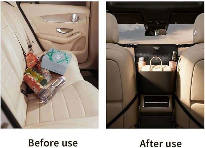 GMQ Car Pocket Handbag Holder,Pu Leather Seat Back Organizers Bag,Purse Holder for Between Seats Multifunctional Car Seat Storage (Black)