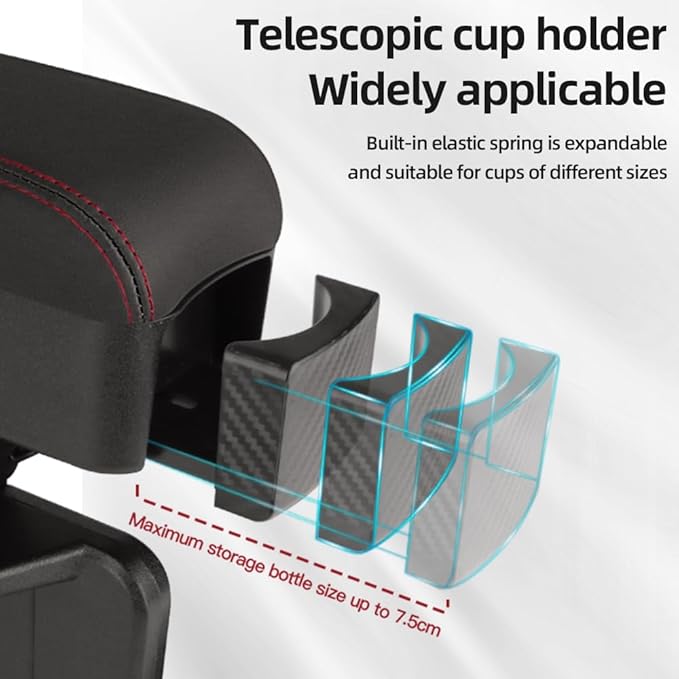 JEYODA Car Armrest Box with Cup Holder Car Central Liftable Armres Storage Organizer Box Arm Rest，Car Seat Gap Filler Organiz