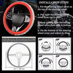 Bling Diamond Leather Steering Wheel Cover for Women Girls with Crystal Rhinestones, Universal Fit 14.5-15 Inch Car Steering Wheel Cover Accessories