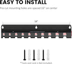 UNITEDPOWER Pry Bar Holder, Lockable Wall Mount Storage Rack Organizer for Workshop, Shed, Garage, Home, Stores up to 10 13 T