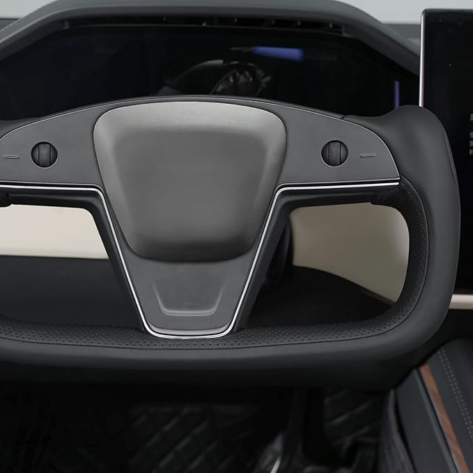 MEWANT Hand Stitched Tesla Model S Yoke Steering Wheel Cover Wrap for Tesla Model S 2021-2023 / Model X 2021-2023 Tesla Yoke Steering Wheel Accessories(3D Style)