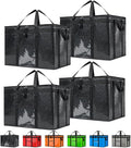 NZ home Insulated Bags for Food Delivery (3XL PRO) Grocery Shopping Cooler Bag, Pizza Delivery, Hot & Cold Catering Tote, Reusable, Foldable & Heavy Duty (4 Pack, Black)