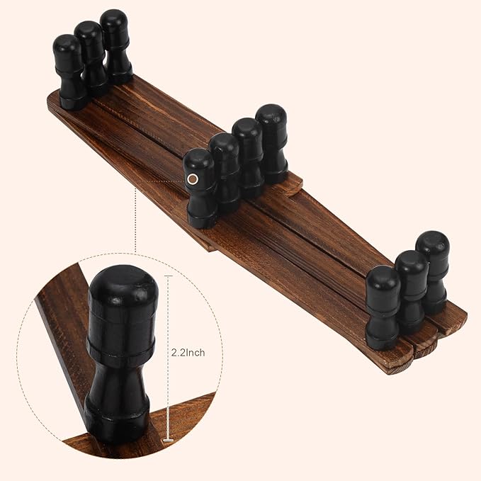 Accordion Wall Hanger, Wood Expandable Wall Mounted Hanger with 10 Hooks for Coats,Hats,Coffee Mug Ect,1 Pack Included, 10 Pe