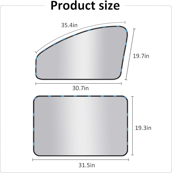 Silver Car Window Sun Shade - Side Thiken Curtain Magnetic 100% Block Light Car Window Covers with Cooler Feeling (Silver, D-4pcs)