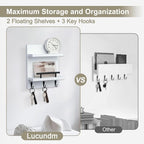 Key Holder Wall Mount, Mail Shelf Decor with 3 Key Hooks, Versatile Wood Wall Organizer for Entryway Hallway (8.2” x 10.6”x 3