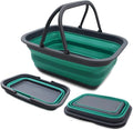 SAMMART SAMMART 9.2L (2.37Gallon) Collapsible Tub with Handle - Portable Outdoor Picnic Basket/Crater - Foldable Shopping Bag - Space Saving Storage Container (1, Turquoise Blue)