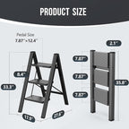 WOA WOA Step Ladder, Portable Lightweight Home Ladder, Folding Step Stool with Widening Pedals, Kitchen Stepladder, Space Sav
