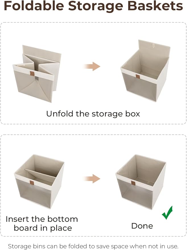 StorageWorks 11x11 Storage Cubes, Closet Storage Bins with Clear Window, Fabric Organizer for Clothes, Collapsible Storage Ba