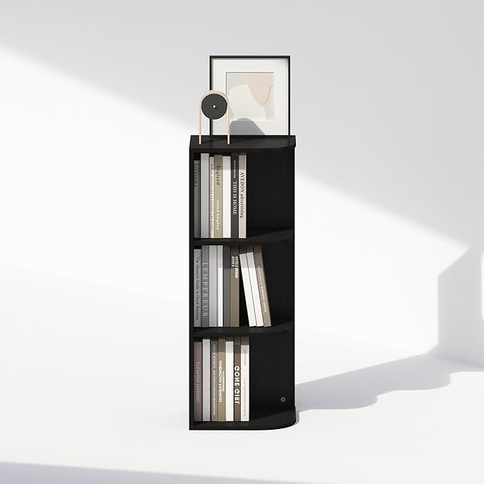 Furinno Reed Corner Shelf, 3-Tier Corner Bookshelf, Book Shelf, Corner Shelves, Storage Rack, for Organization and Storage, H