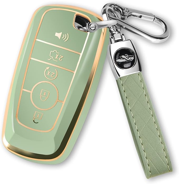 MILD EAST For Ford Key Fob Cover with Keychain, Soft TPU Key Case Shell Full Protection for Ford Explorer Fusion Escape Edge 