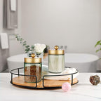 Amolliar Sage Green Apothecary Glass Jar With Metal Lid & Stickers, Bathroom Qtip Holder Storage Canister, Farmhouse Decor fo