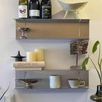 Stainless Steel Floating Shelf Picture Ledge, 23.6 Inch Wall Mounted Display Shelf with Back Guard, Heavy Duty Bathroom & Kit
